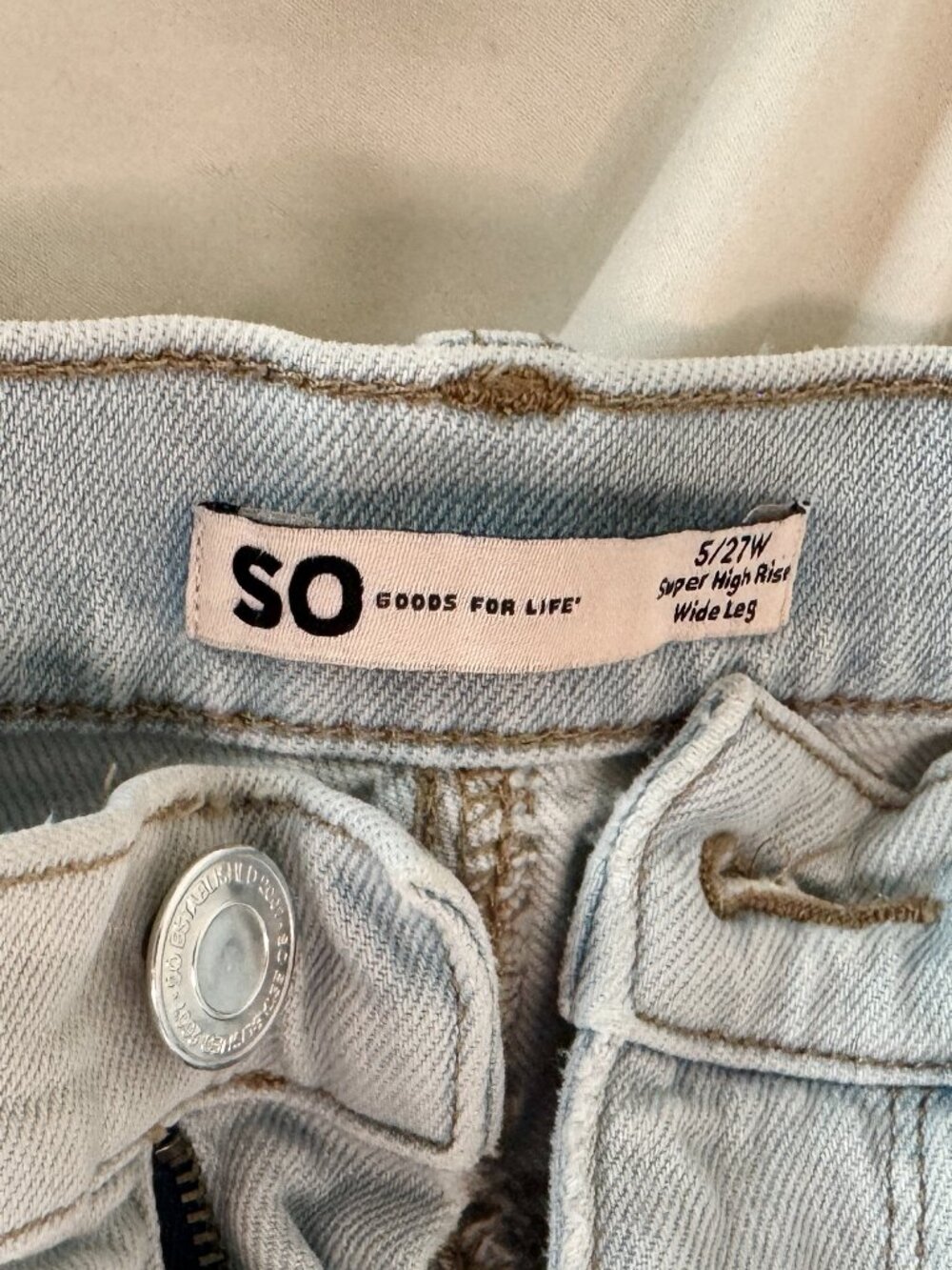 SO Goods For Life Light Wash Super High Rise Wide Leg Jeans Sz 5/27W - Picture 5 of 10